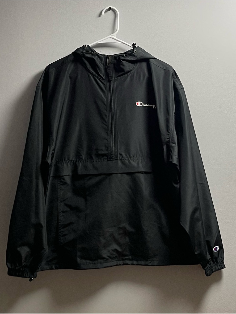 Champion Black Hooded Anorak Windbreaker